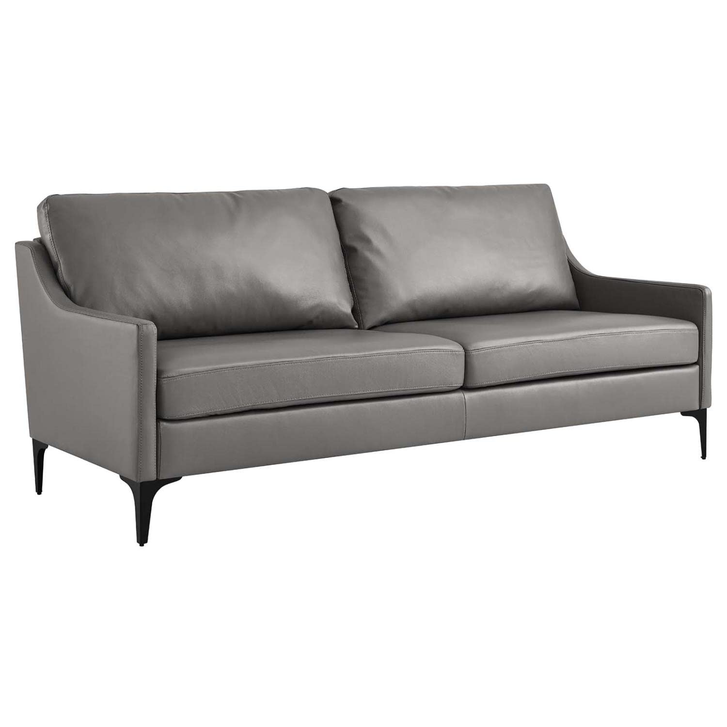 Modway Corland Modern Style Leather And Metal Sofa In Gray Finish